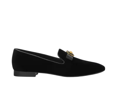 Versace Women's Gianni Ribbon Velvet Slippers "Black/Gold"