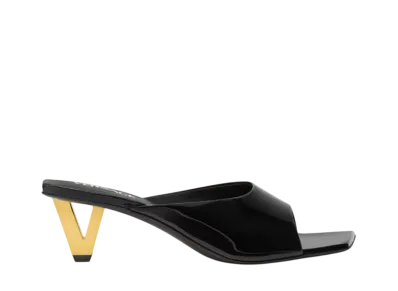 Versace Women's V2025 Patent Mules 55MM "Black/Gold"