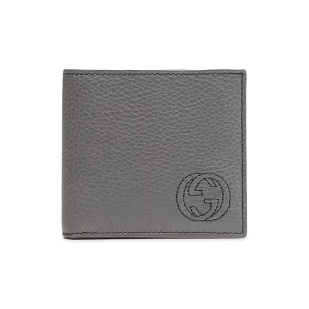 GUCCI Soho Coin Wallet Interlocking G Leather "Gray"
