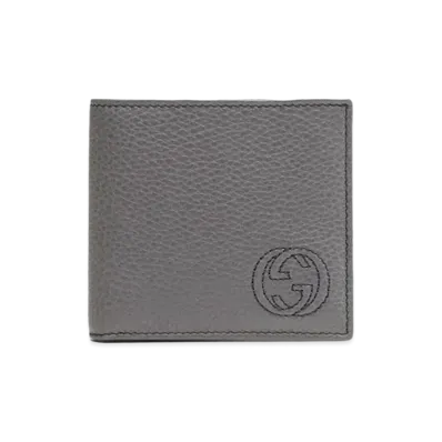 GUCCI Soho Coin Wallet Interlocking G Leather "Gray"
