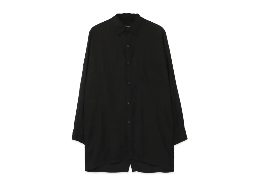 Yohji Yamamoto Pour Homme CELLULOSE GARMENT DYE LAWN BACK OPEN BLOUSE "Black"