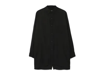 Yohji Yamamoto Pour Homme CELLULOSE GARMENT DYE LAWN BACK OPEN BLOUSE "Black"