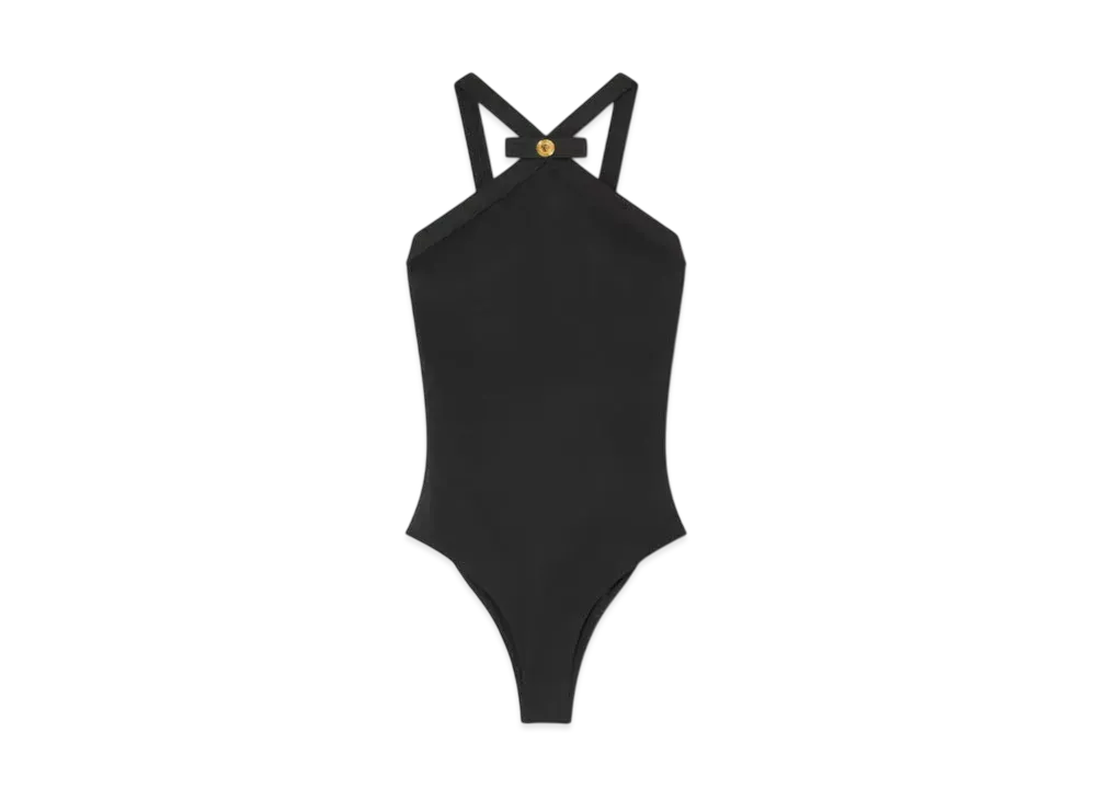 Versace Gianni Ribbon One-Piece Swimsuit "Black"
