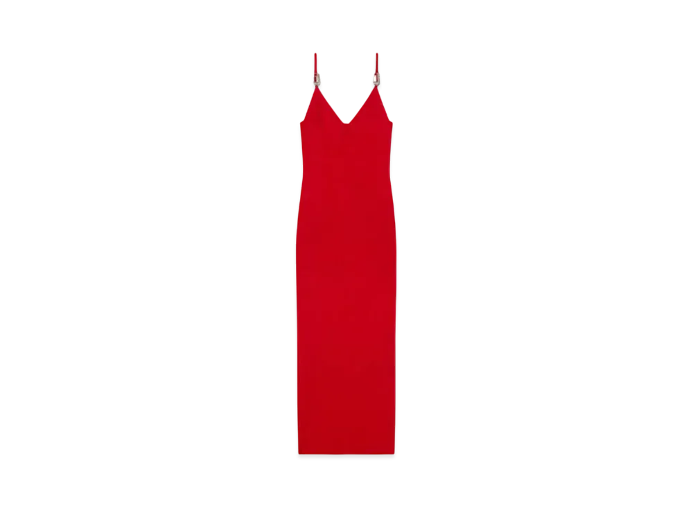 Versace Safety Pin Knit Slip Midi Dress "Red"