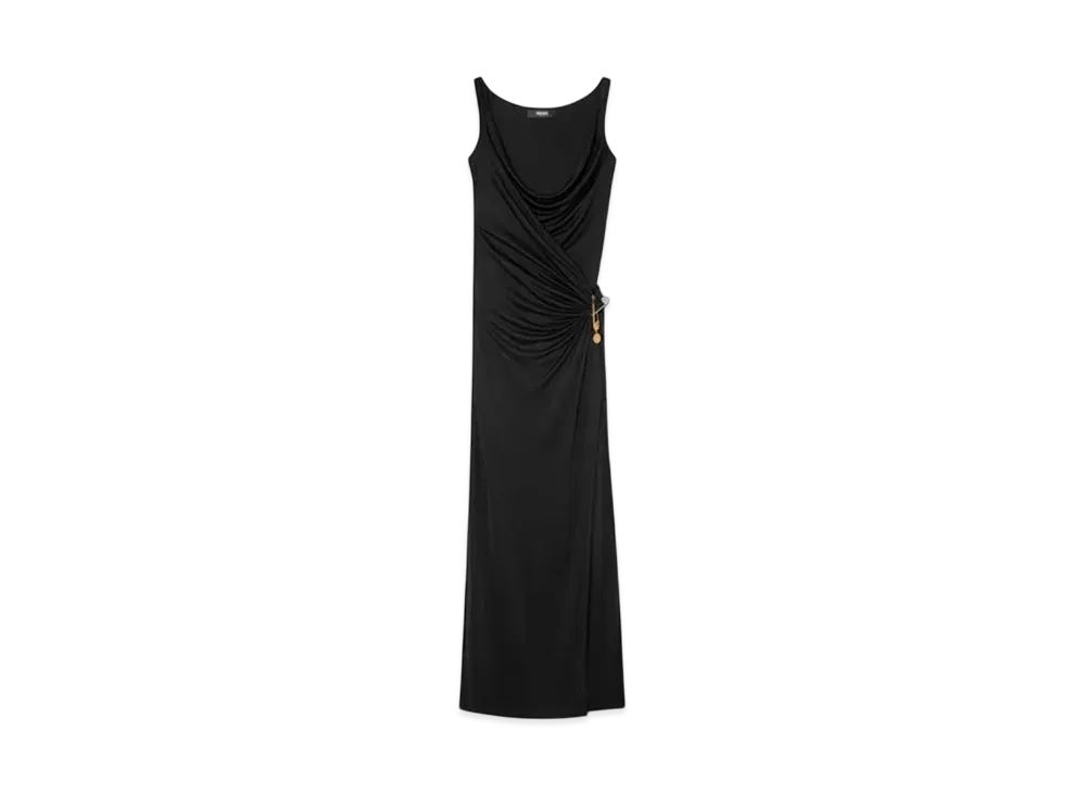 Versace Safety Pin Gathered Gown "Black"