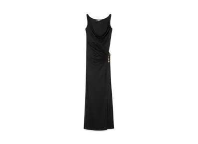 Versace Safety Pin Gathered Gown "Black"