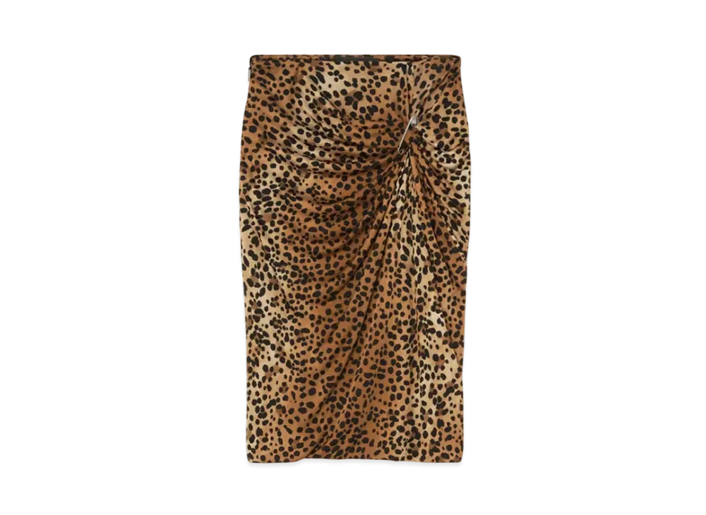 Versace Leopard Gathered Midi Skirt "Animalier"