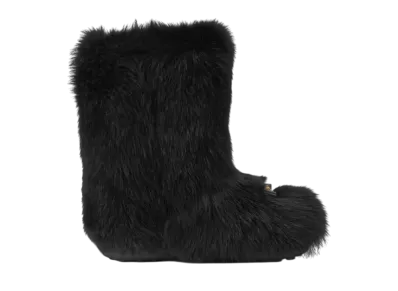 Versace Women's Gianni Ribbon Shearling Boots "Black/Gold"