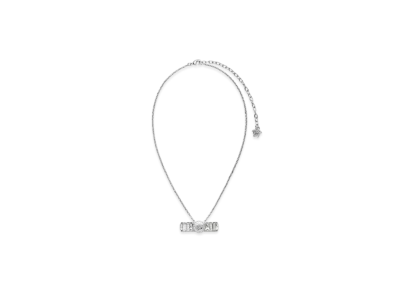 Versace Crystal Gianni Ribbon Pendant Necklace "Silver"
