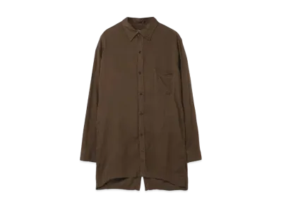 Yohji Yamamoto Pour Homme CELLULOSE GARMENT DYE LAWN BACK OPEN BLOUSE "Khaki"