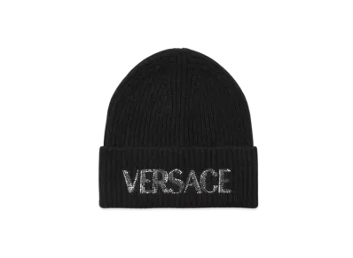 Versace Cielo Stellato Logo Cashmere Knit Beanie "Black"