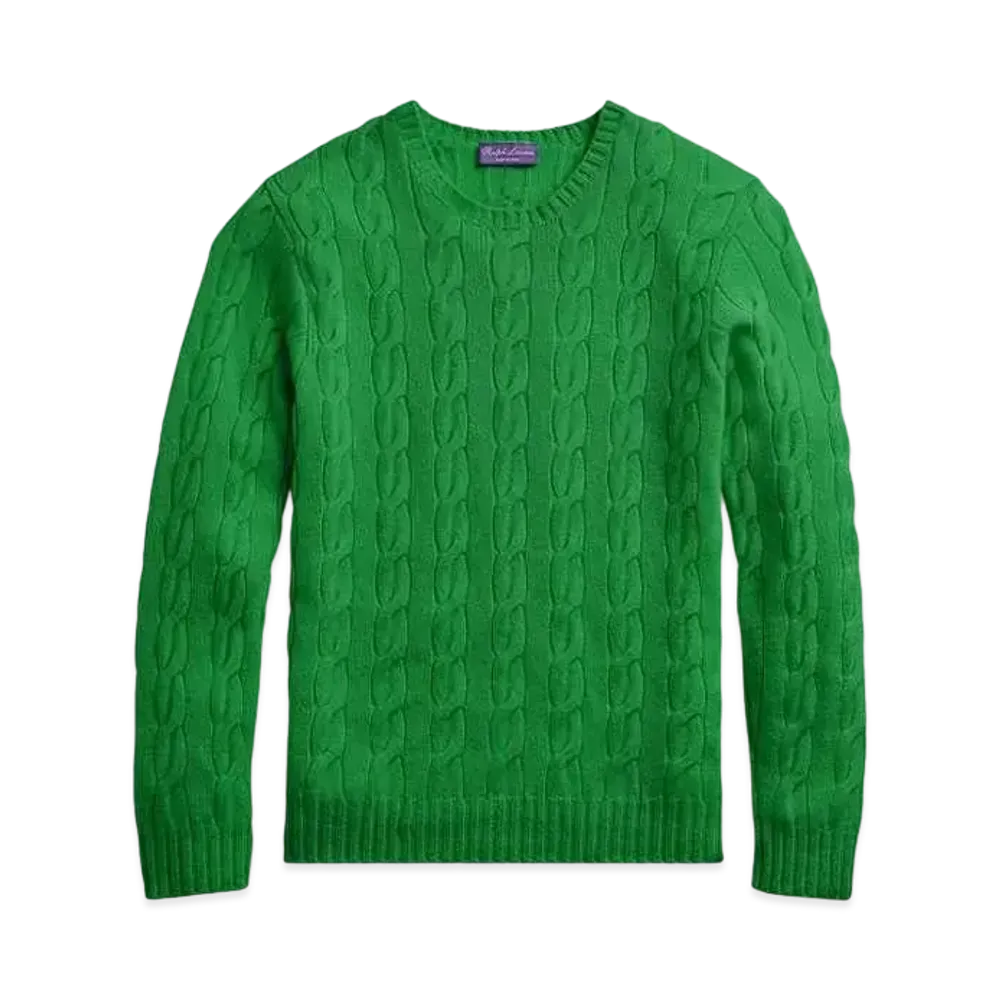 Ralph Lauren Purple Label Cable Knit Cashmere Sweater "Green"
