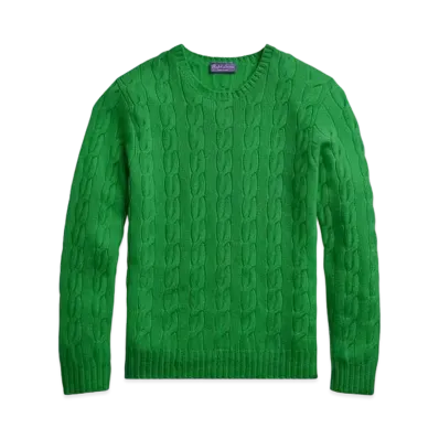 Ralph Lauren Purple Label Cable Knit Cashmere Sweater "Green"