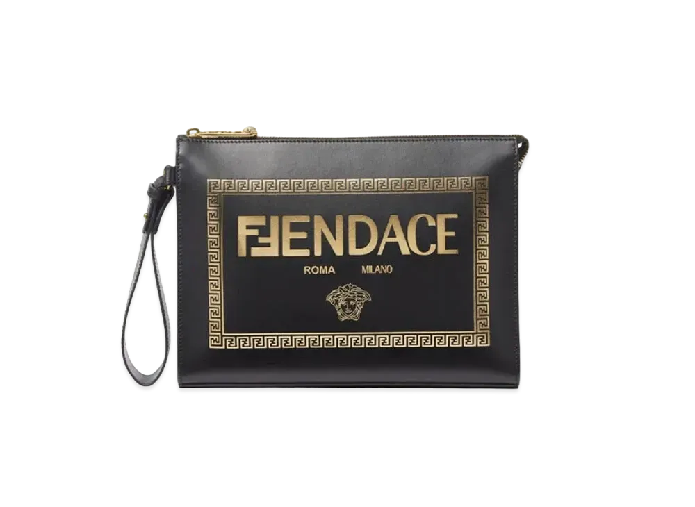 FENDI x Versace Fendace Logo Leather Pouch "Black"