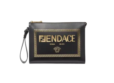 FENDI x Versace Fendace Logo Leather Pouch "Black"