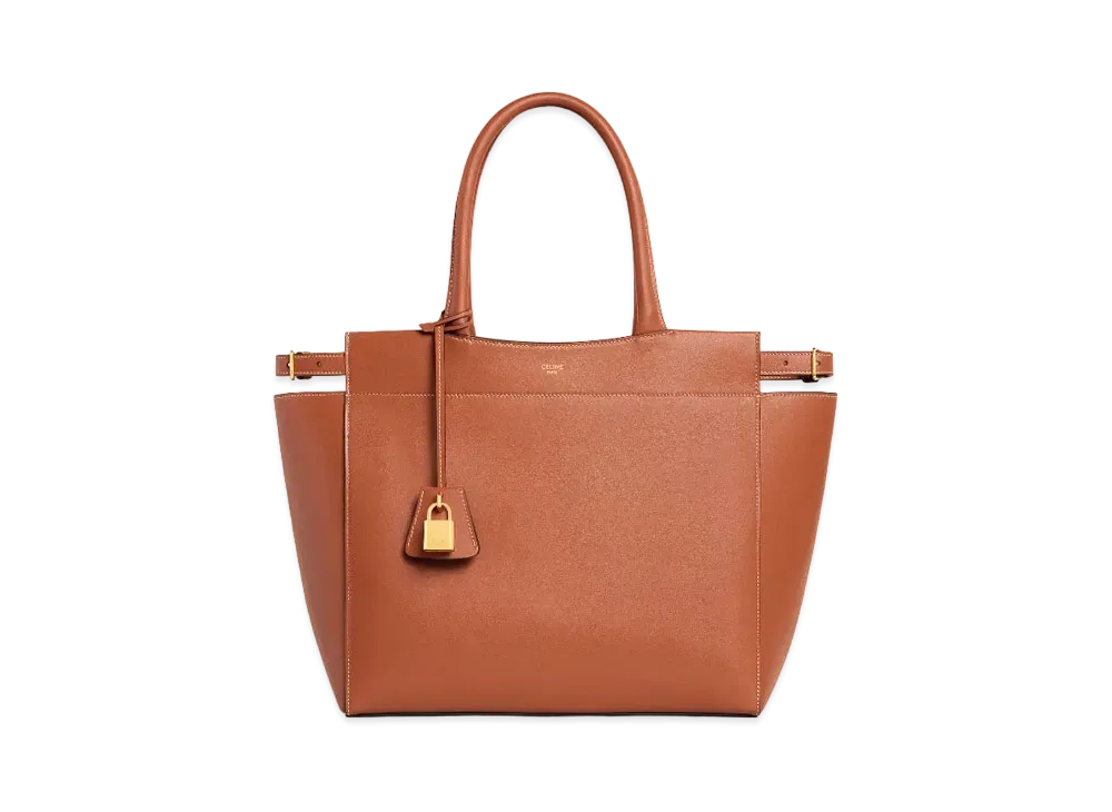 CELINE Medium Cabas Bourgeois In Smooth Calfskin "Tan"