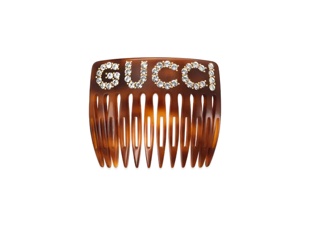 GUCCI Crystal Gucci Hair Comb "Brown"