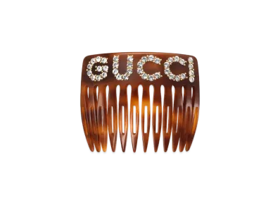 GUCCI Crystal Gucci Hair Comb "Brown"