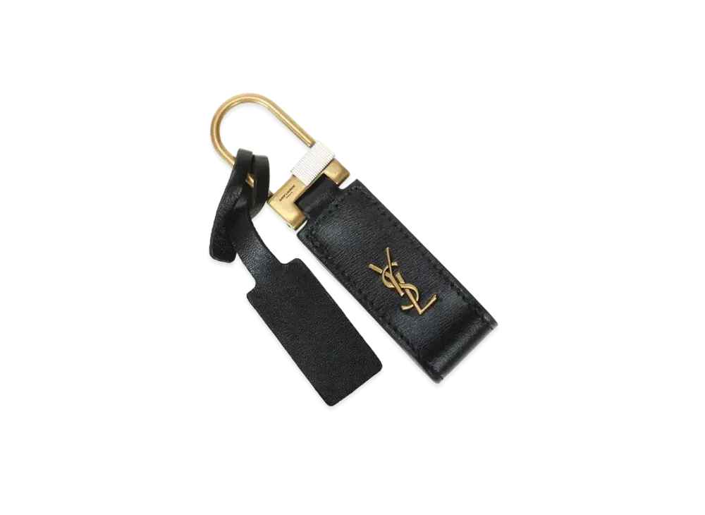 SAINT LAURENT Saint Laurent Tiny Monogram Keyring In Smooth Leather "Black"