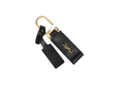SAINT LAURENT Saint Laurent Tiny Monogram Keyring In Smooth Leather "Black"