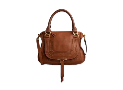 Chloe Marcie Small Double Carry Bag In Grained Calfskin "Tan"