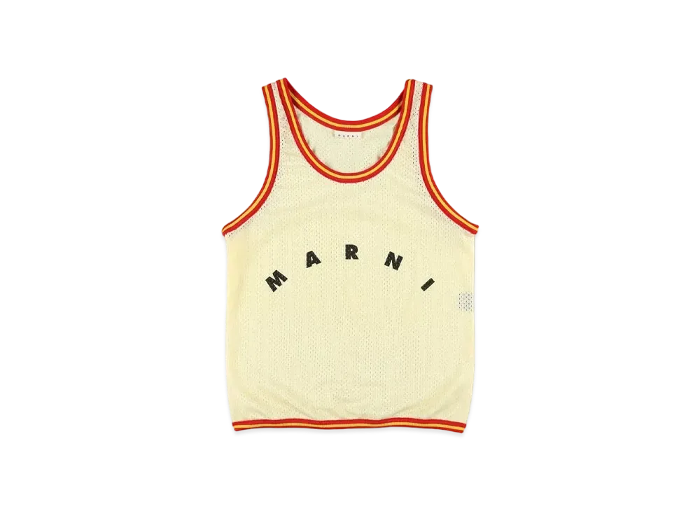 Marni White Basket Tank Top Shopping Bag In Tech Fabric "Silk White"