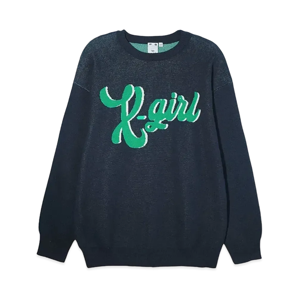 X-Girl Logo Jacquard Knit Top "Navy"