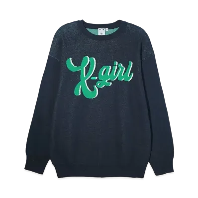 X-Girl Logo Jacquard Knit Top "Navy"