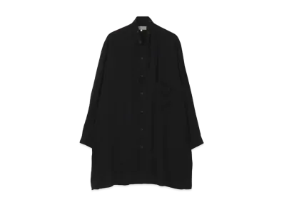 Yohji Yamamoto Pour Homme RAYON SPUN LAWN SHORT CORVED COLLAR BIG BLOUSE "Black"