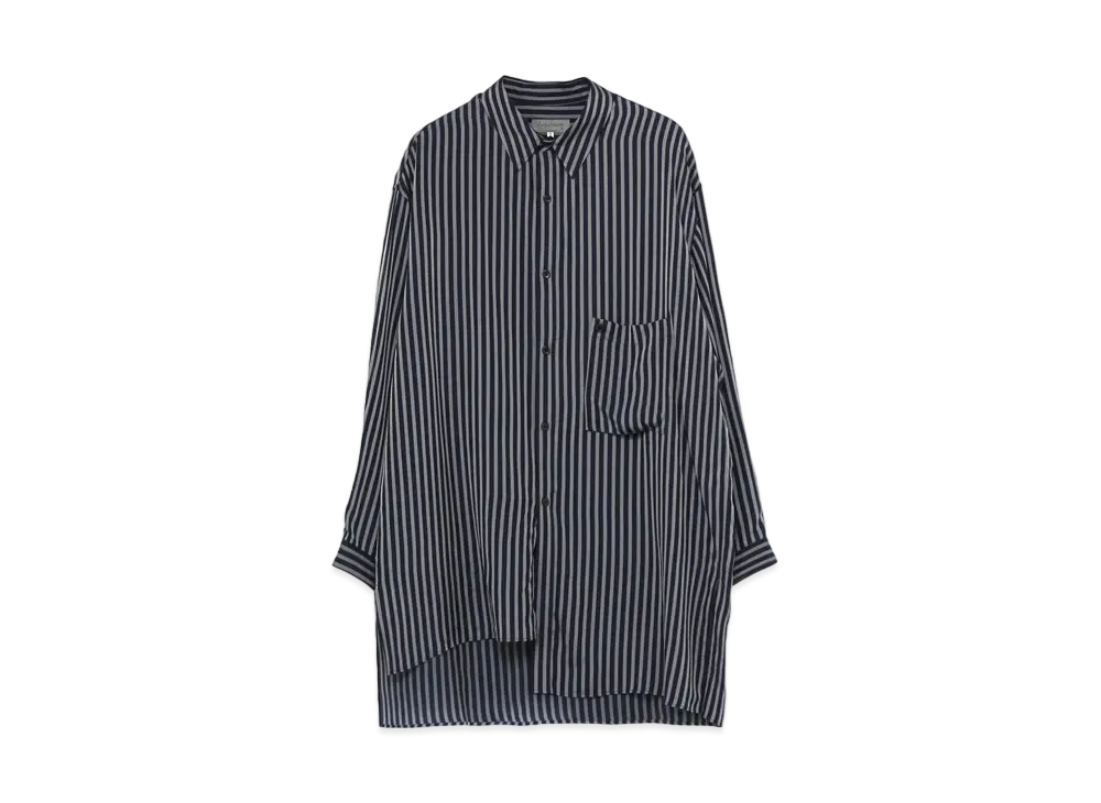 Yohji Yamamoto Pour Homme CUPRO BORDER POCKET DESIGN BLOUSE "Navy"