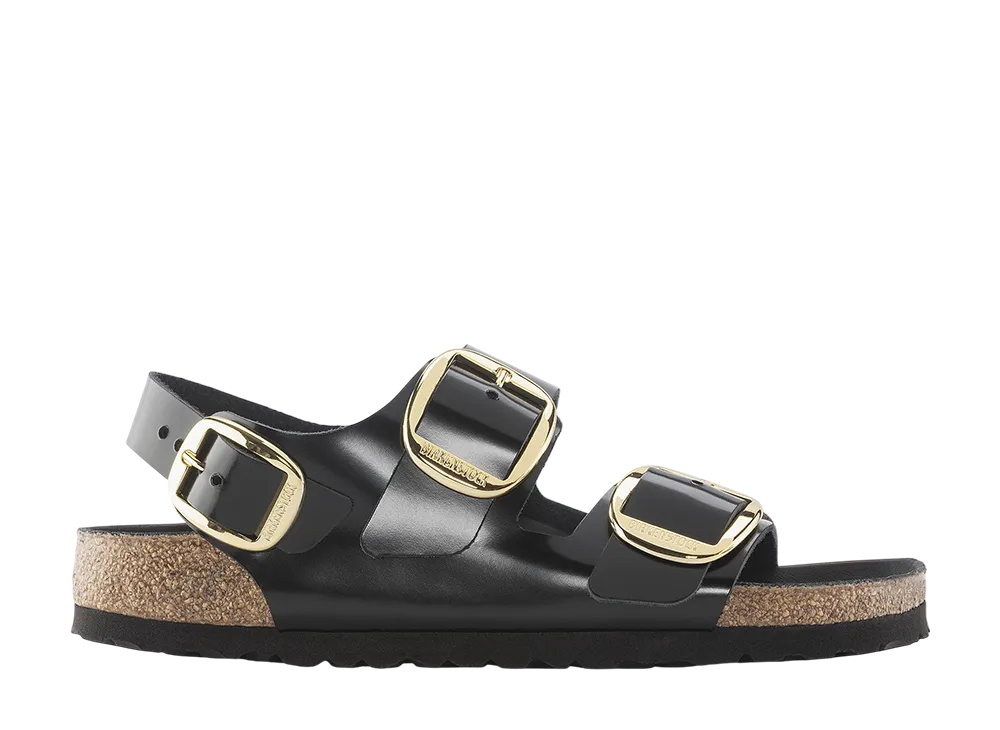 BIRKENSTOCK Women's Milano Big Buckle Natural Leather Patent "High Shine Black"