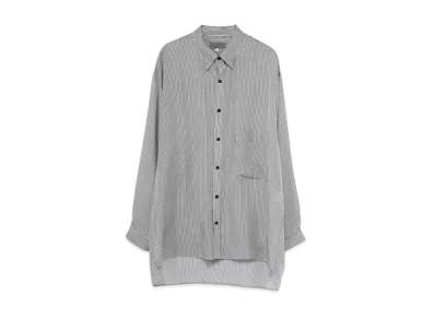 Yohji Yamamoto Pour Homme CUPRO BORDER SNAP BUTTON DOWN COLLAR BLOUSE "Gray"