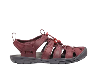 KEEN Women's Clearwater CNX Leather Sandal "Wine/Red Dahlia"