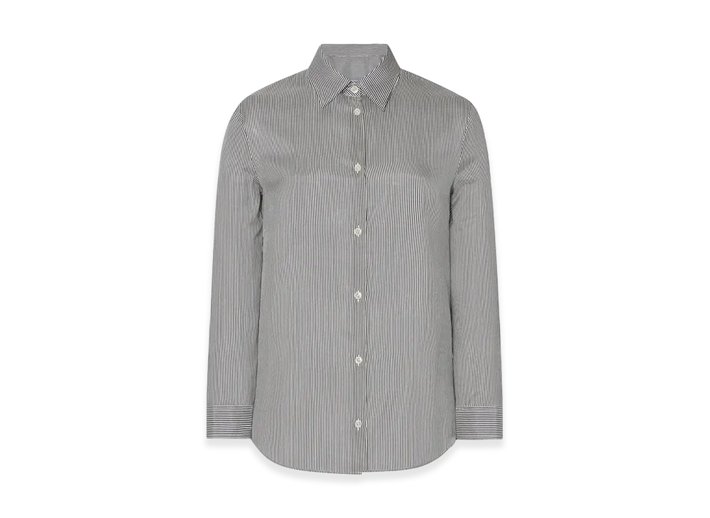 The Row Women's Petra Silk Shirt "Dark Navy/White"