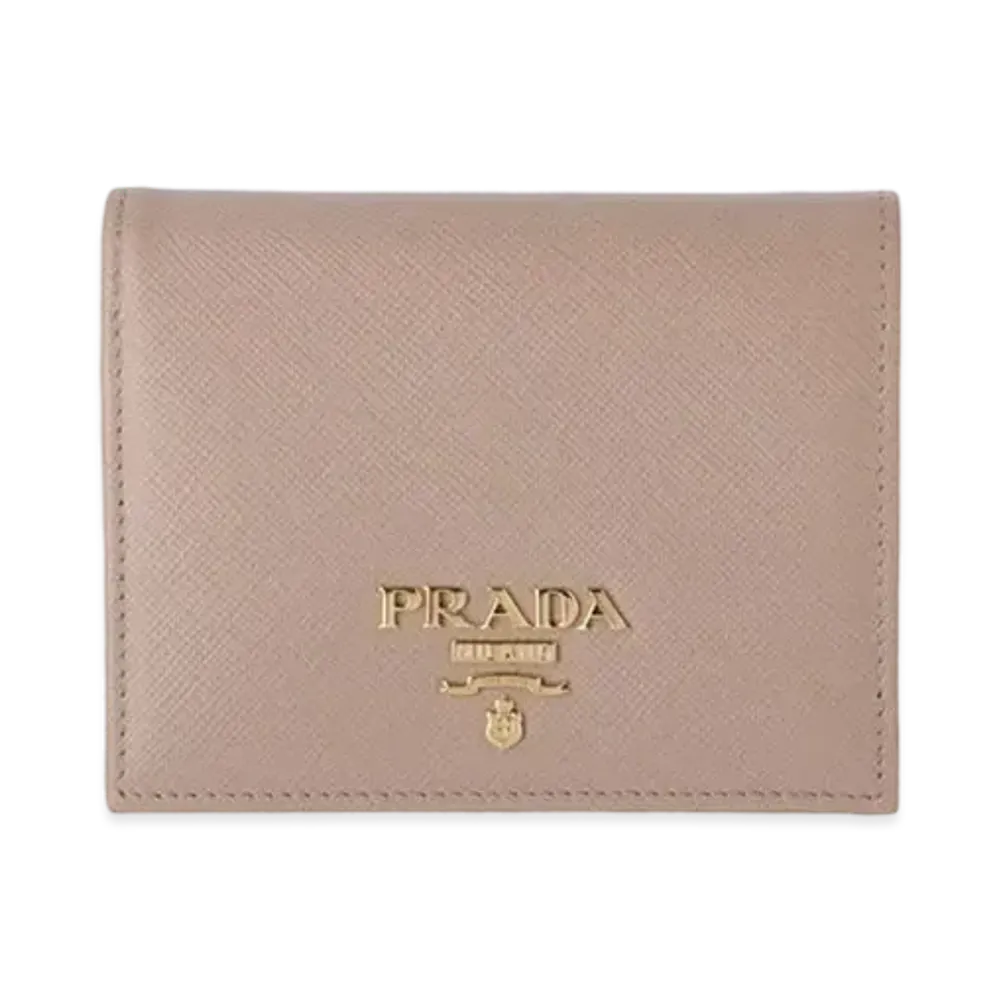 PRADA Small Saffiano Leather Wallet "Cipria/Fuoco"