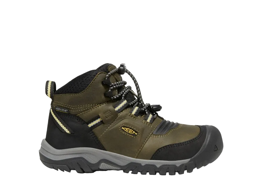 KEEN Big Kids Ridge Flex Mid Waterproof "Dark Olive/Dusky Citron"
