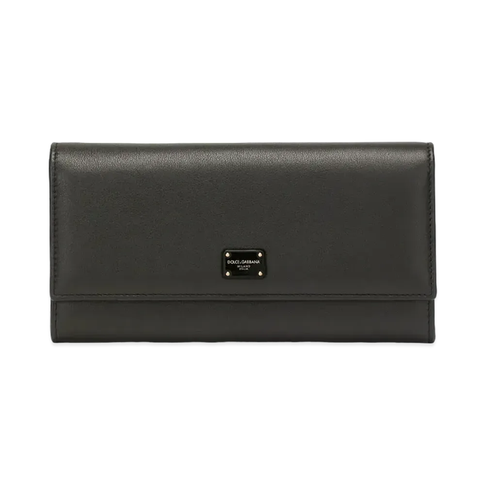Dolce&Gabbana Continental Wallet Calfskin Logo Plate "Black"