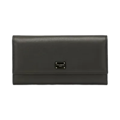 Dolce&Gabbana Continental Wallet Calfskin Logo Plate "Black"
