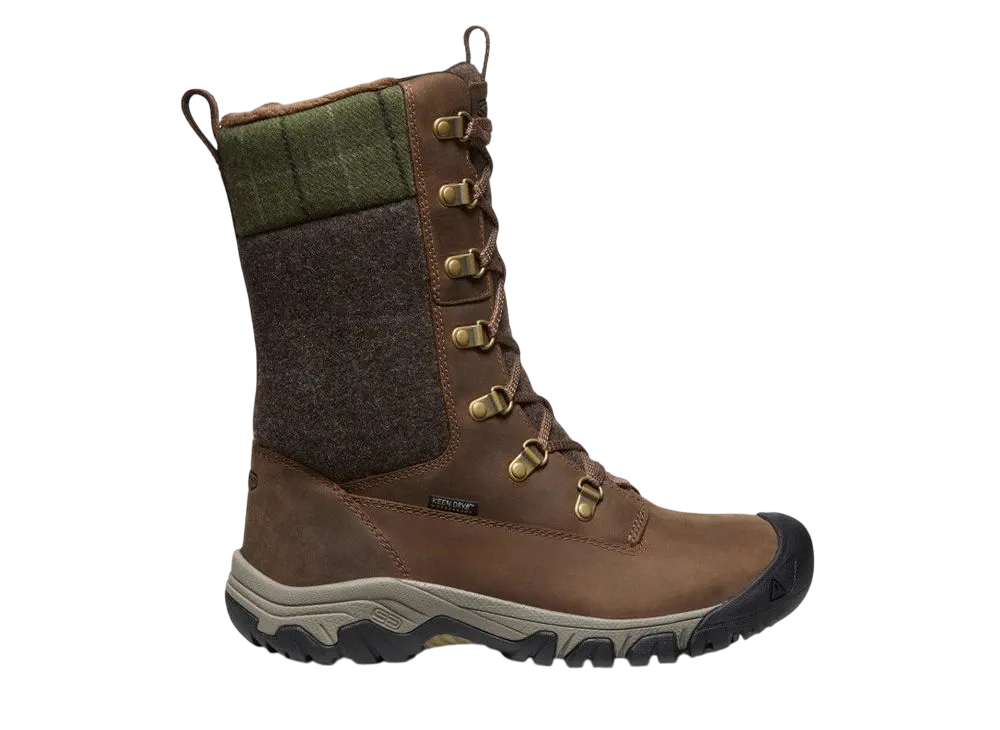 KEEN Women's Greta Tall Waterproof "Dark Earth/Green Plaid"