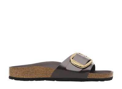 BIRKENSTOCK Women's Madrid Big Buckle Natural Leather Patent "High-Shine Espresso"