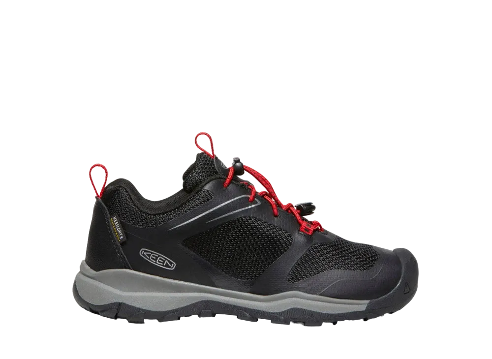 KEEN Big Kids Wanduro Low Waterproof "Black/Ribbon Red"