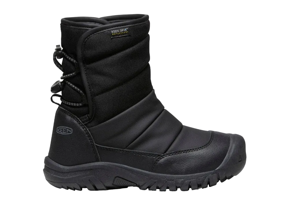 KEEN Big Kids Puffrider Waterproof "Black/Steel Grey"