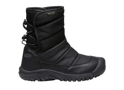 KEEN Big Kids Puffrider Waterproof "Black/Steel Grey"