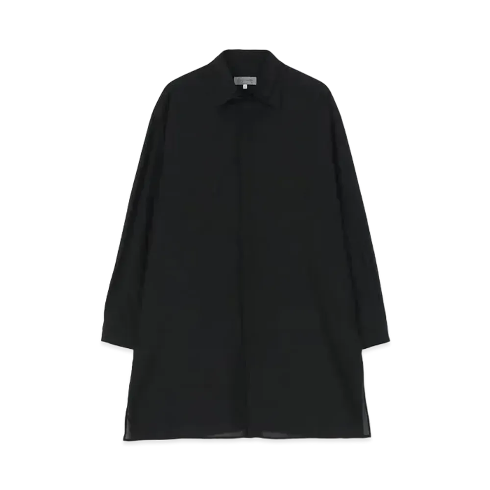 Yohji Yamamoto Cellulose Lawn A-Hem Edged Shirt Collar B "Black"