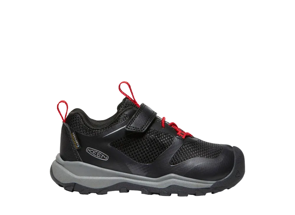 KEEN Little Kids Wanduro Low Waterproof "Black/Ribbon Red"