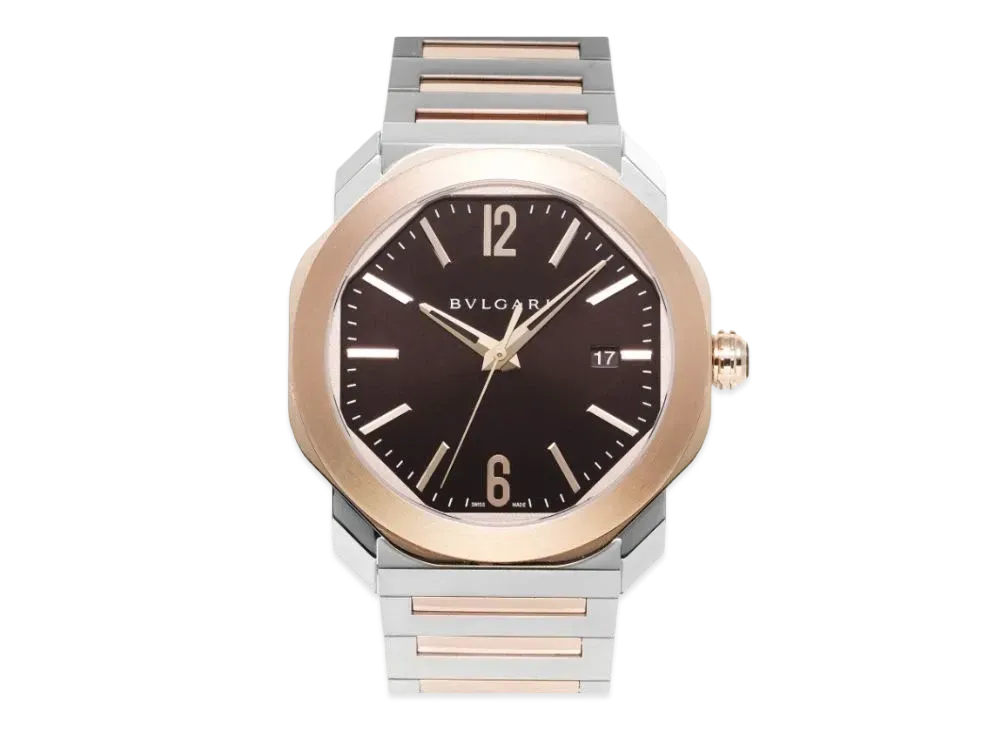 BVLGARI Octo Roma "Black/Stainless Steel/Pink Gold"