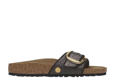 BIRKENSTOCK Women's Madrid Big Buckle Raffia Textile "Raffia Black"