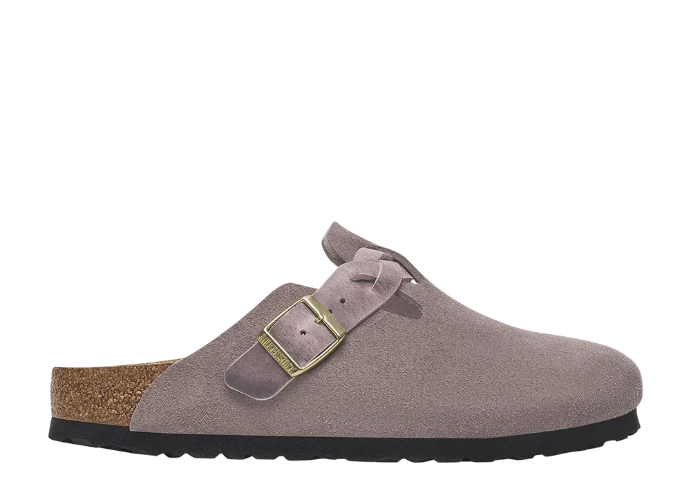BIRKENSTOCK Women's Boston Braided Suede Leather "Faded Purple"