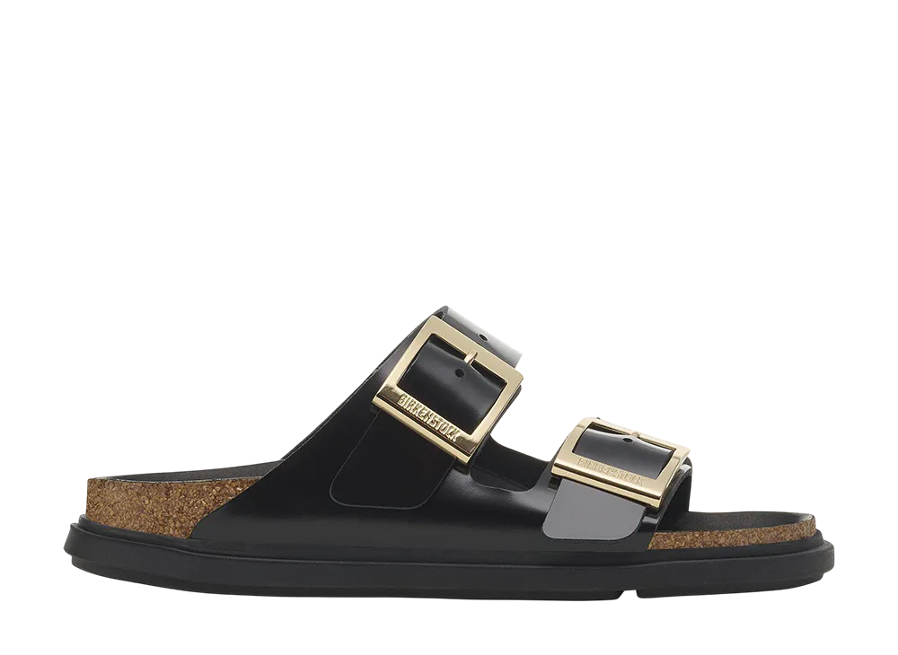 BIRKENSTOCK Women's Arizona Droplet Buckle Natural Leather Patent "High Shine Black"