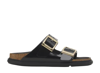 BIRKENSTOCK Women's Arizona Droplet Buckle Natural Leather Patent "High Shine Black"